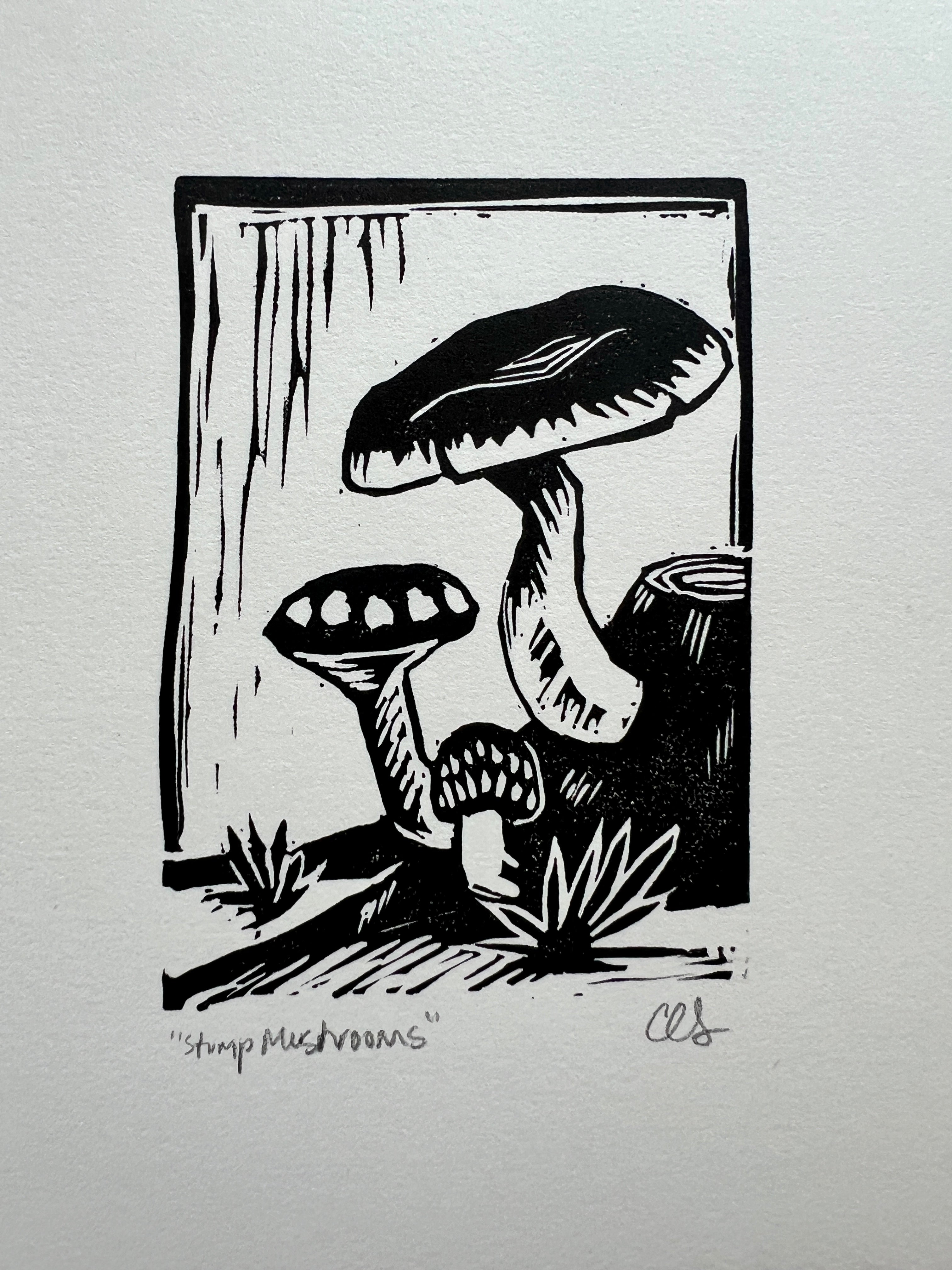 Stump Mushrooms Print